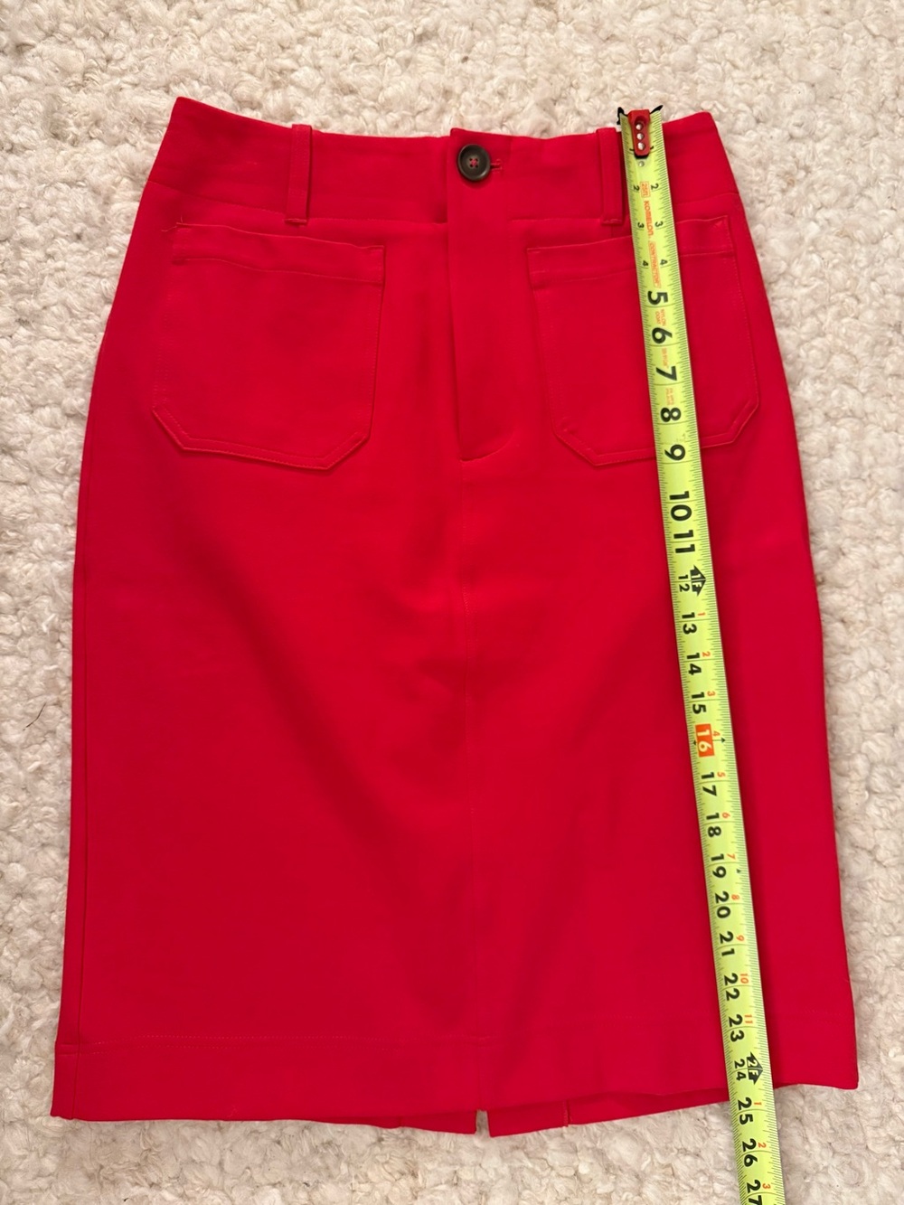 Anthropologie Maeve Red Ponte Knit Colette high waist midi pencil Skirt pocket S - Picture 11 of 11